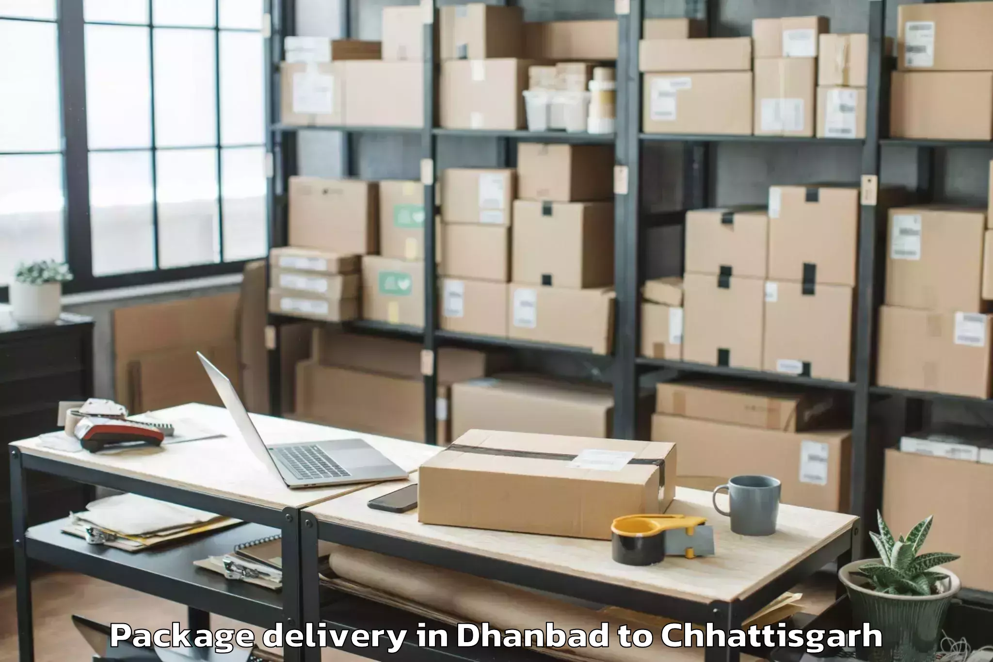 Trusted Dhanbad to Itm University Raipur Raipur Package Delivery